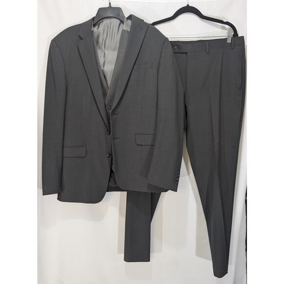 Calvin Klein Gray Wool Stretch Suit 2 Piece Jacket and Pants 42R 36x32 - Picture 1 of 8
